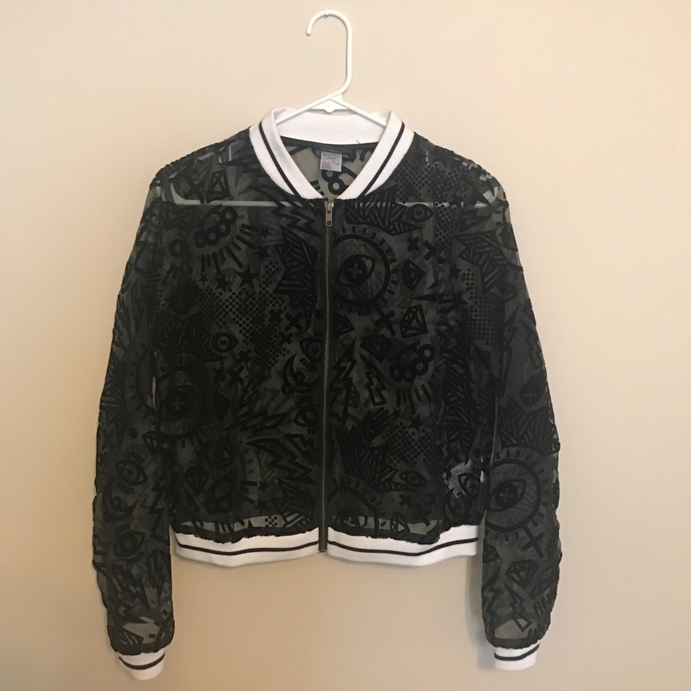 Reebok Sheer Velvet Burnout Bomber Jacket